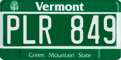 VT license plate PLR849