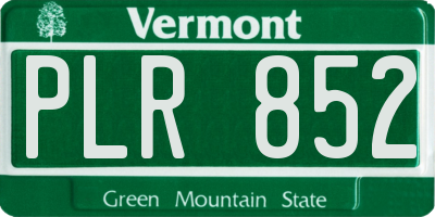 VT license plate PLR852