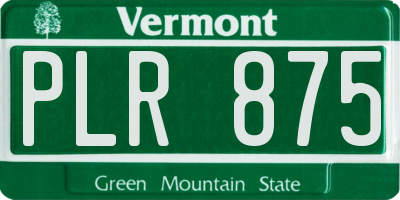 VT license plate PLR875