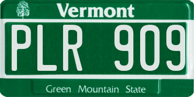 VT license plate PLR909