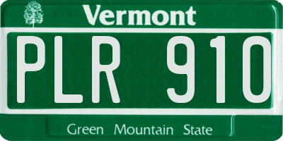 VT license plate PLR910
