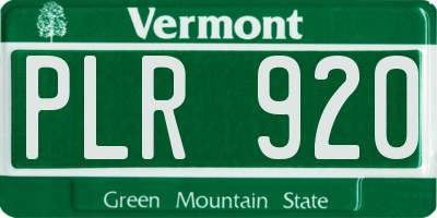 VT license plate PLR920