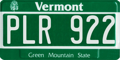 VT license plate PLR922