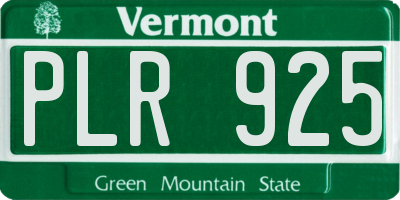 VT license plate PLR925