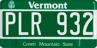VT license plate PLR932