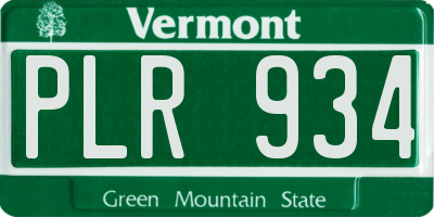 VT license plate PLR934