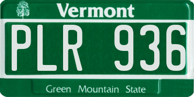 VT license plate PLR936