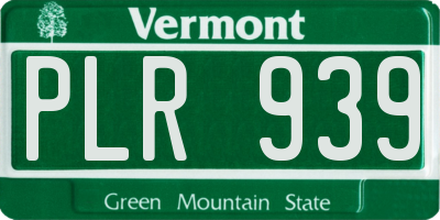 VT license plate PLR939
