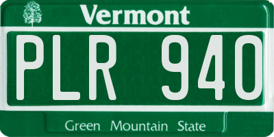 VT license plate PLR940