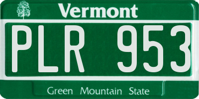 VT license plate PLR953