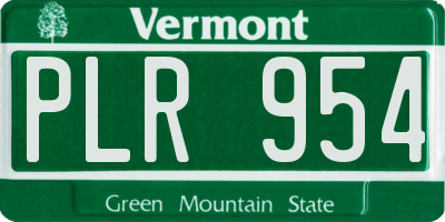 VT license plate PLR954