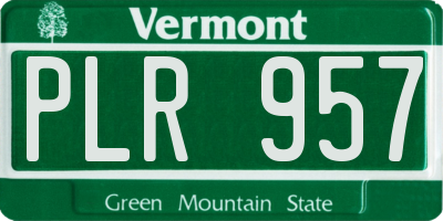 VT license plate PLR957