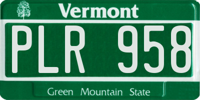 VT license plate PLR958