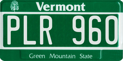 VT license plate PLR960