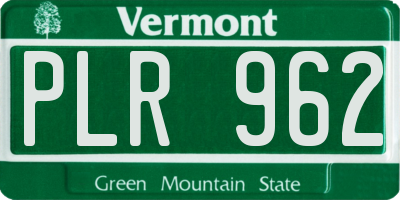 VT license plate PLR962