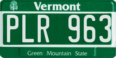 VT license plate PLR963