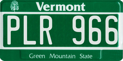 VT license plate PLR966