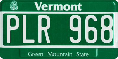 VT license plate PLR968