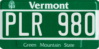 VT license plate PLR980