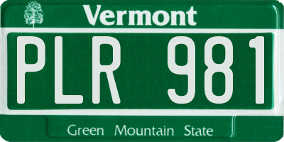 VT license plate PLR981