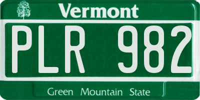 VT license plate PLR982