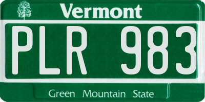 VT license plate PLR983