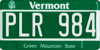 VT license plate PLR984
