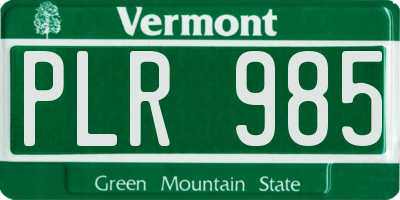 VT license plate PLR985