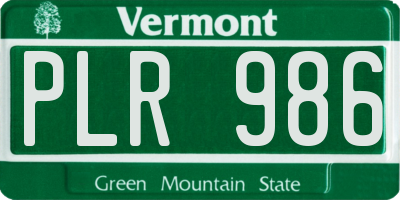 VT license plate PLR986