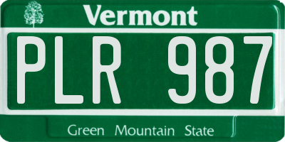 VT license plate PLR987