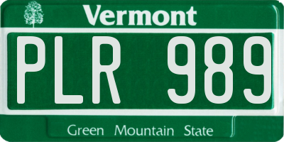 VT license plate PLR989