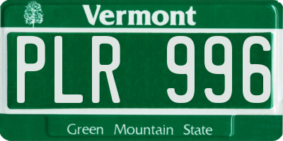VT license plate PLR996