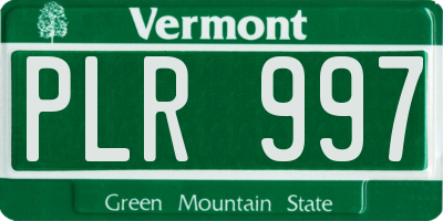 VT license plate PLR997