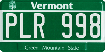 VT license plate PLR998