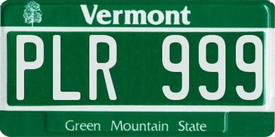 VT license plate PLR999