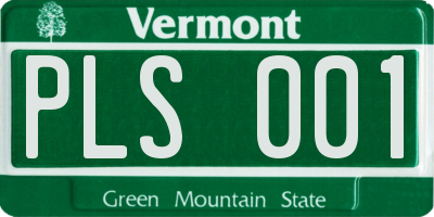 VT license plate PLS001