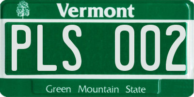VT license plate PLS002