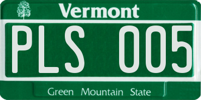 VT license plate PLS005