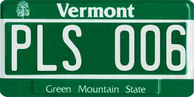 VT license plate PLS006