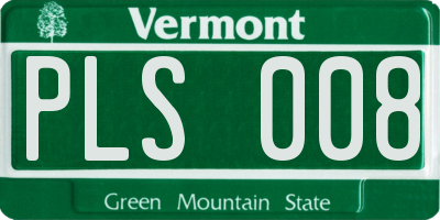 VT license plate PLS008