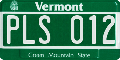 VT license plate PLS012