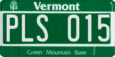 VT license plate PLS015