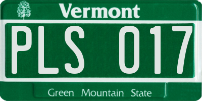 VT license plate PLS017