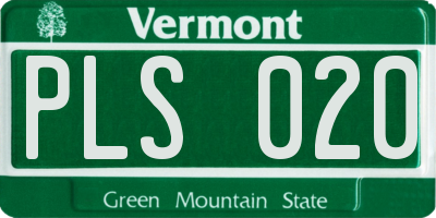 VT license plate PLS020