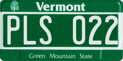 VT license plate PLS022