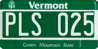 VT license plate PLS025