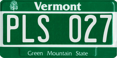 VT license plate PLS027