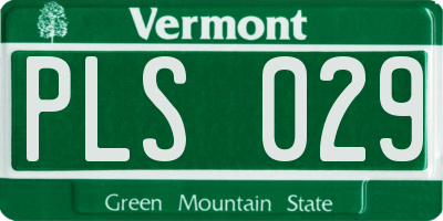 VT license plate PLS029