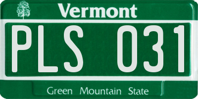 VT license plate PLS031