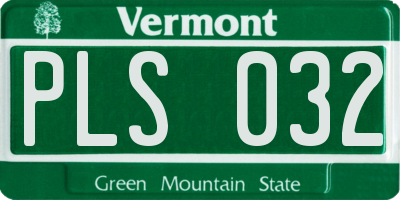 VT license plate PLS032
